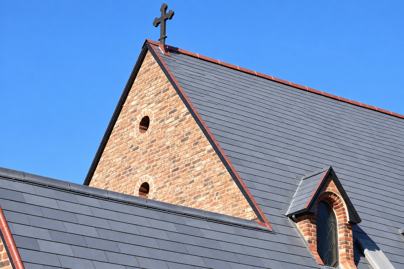 St. Elmo Chapel — slate roof restoration — finished roof after LoveRain installation