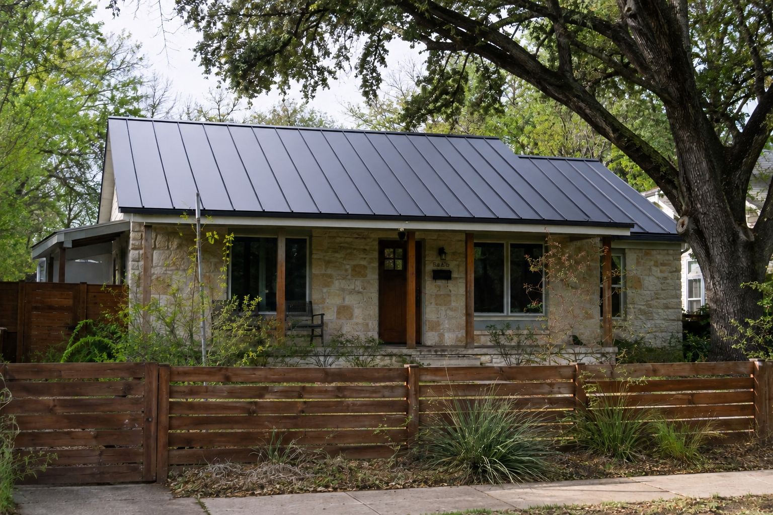 Pflugerville — hail claim to standing seam metal — finished roof after LoveRain installation