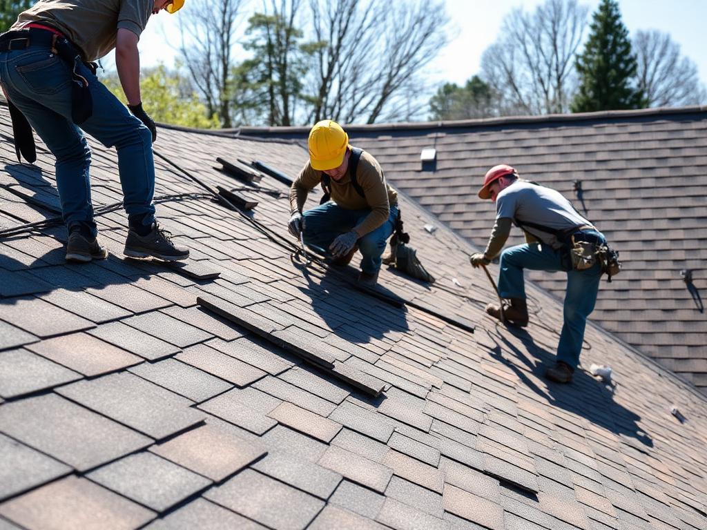 LoveRain crew installing architectural shingles on a residential roof